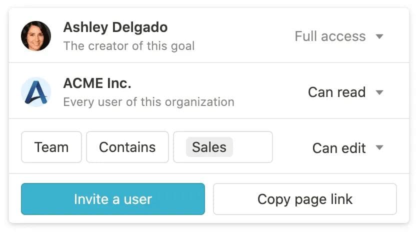Access management for OKRs