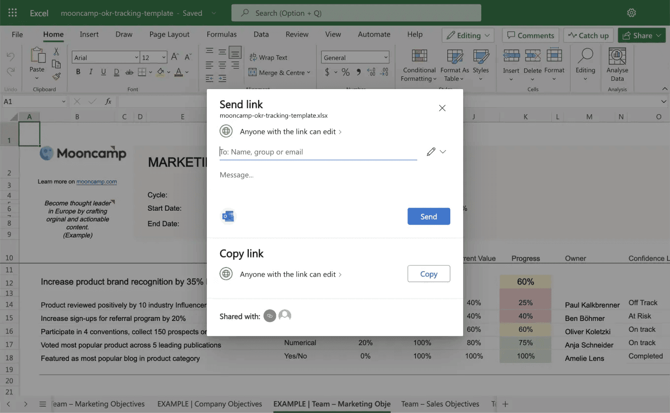 Excel OKR Template sharing