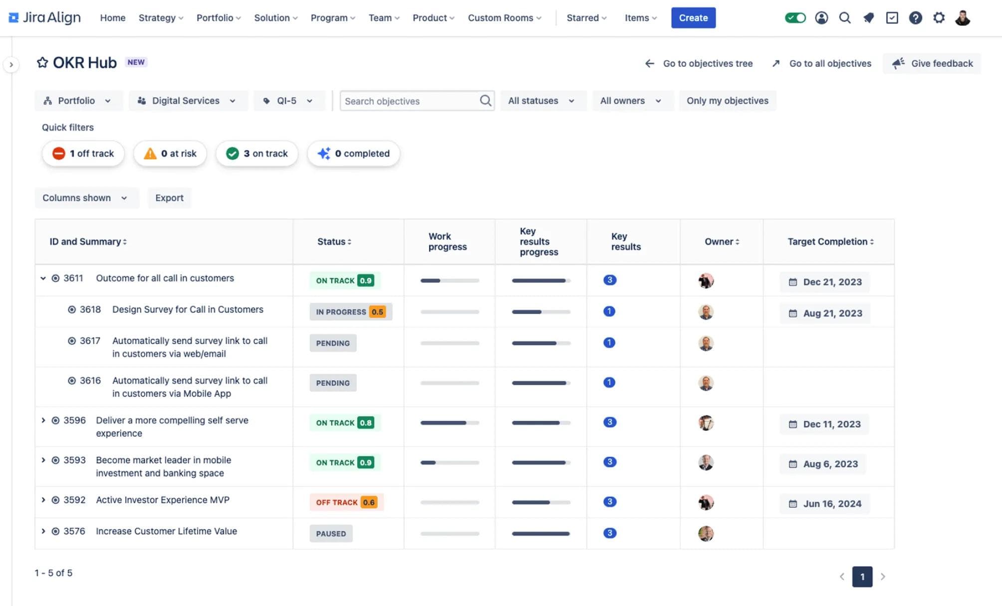 Jira Align OKR Hub